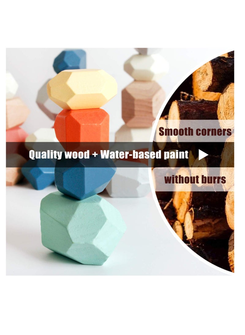 YelaJoy 36 PCS Wooden Sorting Stacking Rocks Stones Safe for Ages Toddler Toys Learning Montessori Toys Building Blocks Game for Kids 2 to 6 Years Boy and Girl Birthday Gifts for Kids  - Image 4