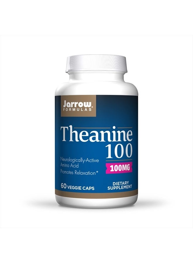 jarrow formulas Theanine 100 mg - 60 Veggie Capsules - Neurologically Active Amino Acid - Found in Green Tea - Supplement Promotes Relaxation & Focus - Up to 60 Servings - Image 1