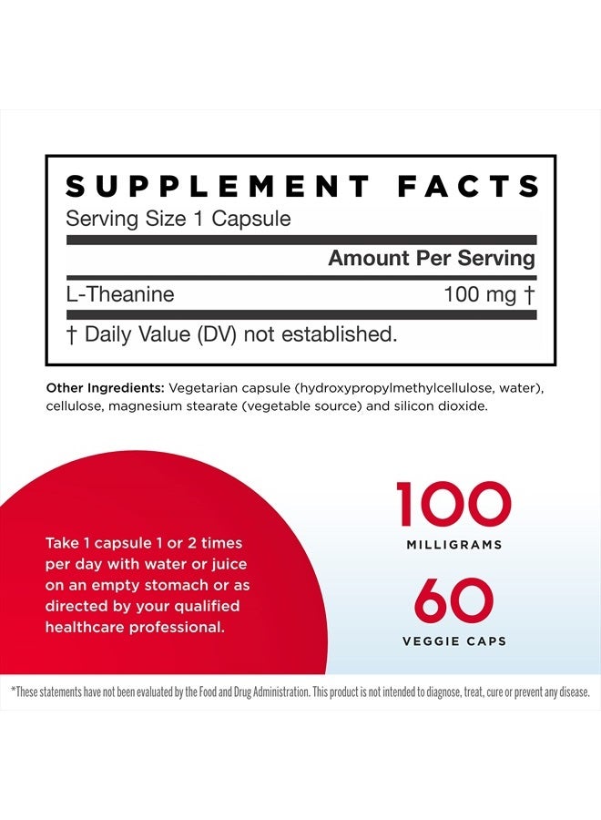 jarrow formulas Theanine 100 mg - 60 Veggie Capsules - Neurologically Active Amino Acid - Found in Green Tea - Supplement Promotes Relaxation & Focus - Up to 60 Servings - Image 2