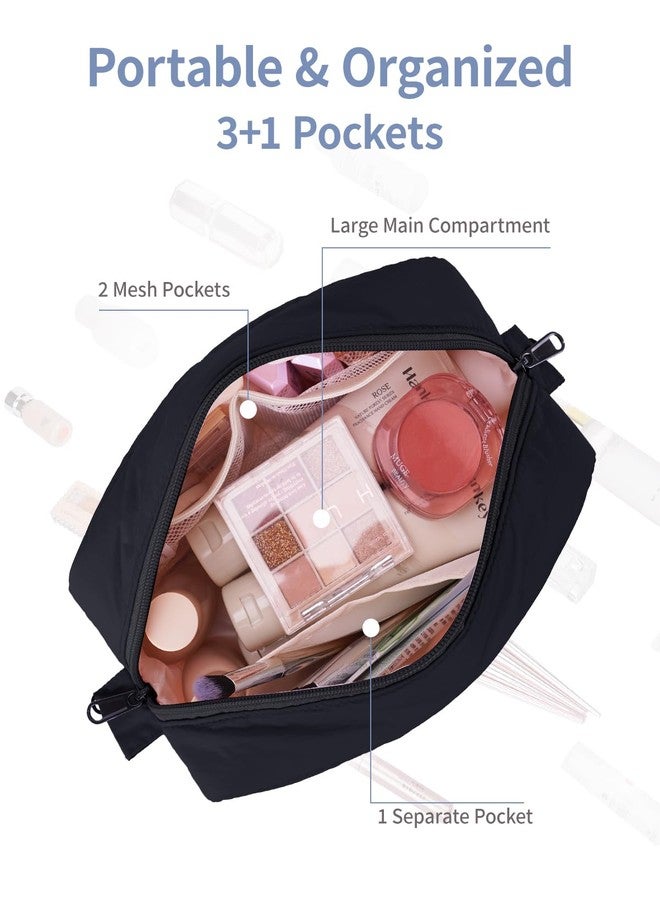 Narwey Puffy Makeup Bag for Travel Women Girl, Quilted Makeup Bag Cosmetic Bag, Cute Puffer Make Up Organizer Bags, Travel Toiletry Bag Toiletries, Black - Image 4