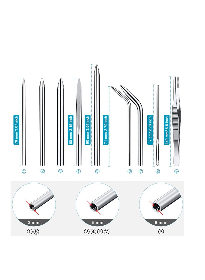 Zikra Stainless Steel Knotter Tools, 12 Pcs Stainless Steel FID Set, Paracord FID Marlinspike Set, Paracord Stitching Lacing Stitching Needles and Smoothing Tool, for Leather or Paracord Work (Dark Blue) - Image 2