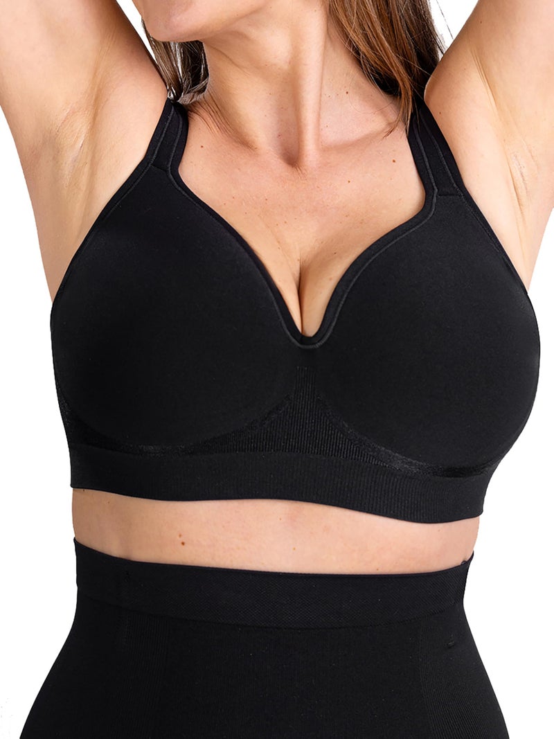 SHAPERMINT Sweetheart Bras for Women â€“ Wireless Push Up Bra with Support, Full Coverage Seamless Bralette â€“ Comfortable Bras for Women No Underwire, Plus Size and Everyday T Shirt Bra Black - Image 1