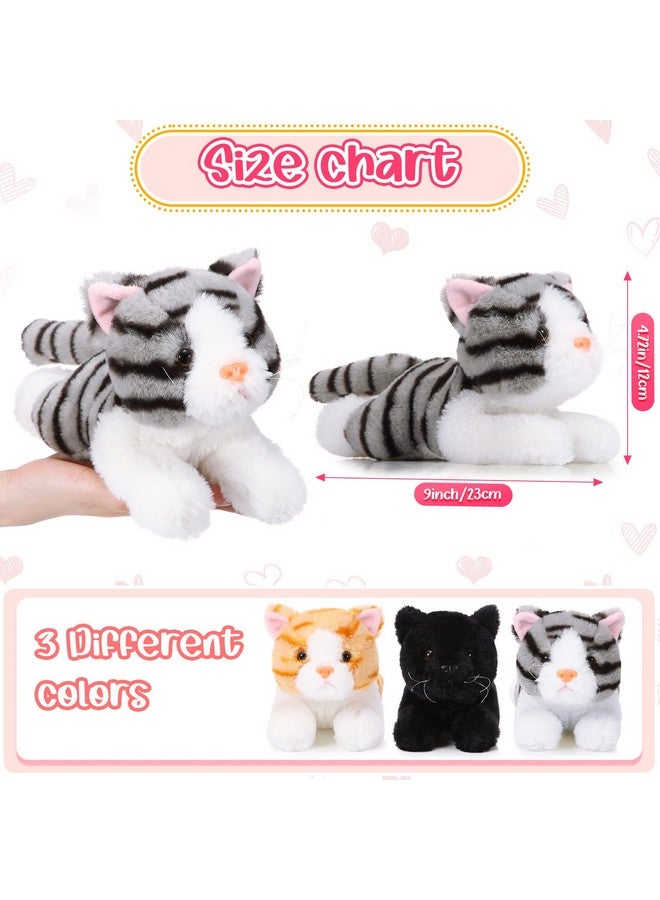 Harrycle 3 Pcs 9 Inch Cat Stuffed Animal Plush Cat Cute Stuffed Cat Plush Toys Small Cat Stuffed Animal Sleeping Gifts for Boys Girls Pet Christmas Party Favors Supplies Decoration(Stylish Style) - Image 2