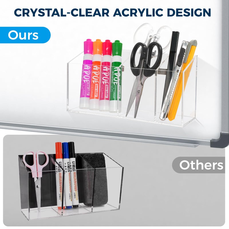 Banafich Strong Magnetic Pen Holder for Refrigerator, Whiteboard Dry Erase Marker Holder for Fridge, Magnet Acrylic Pen Holder with 3 Compartments, Magnetic Cup for School, Classroom, Locker Organizer - Image 4