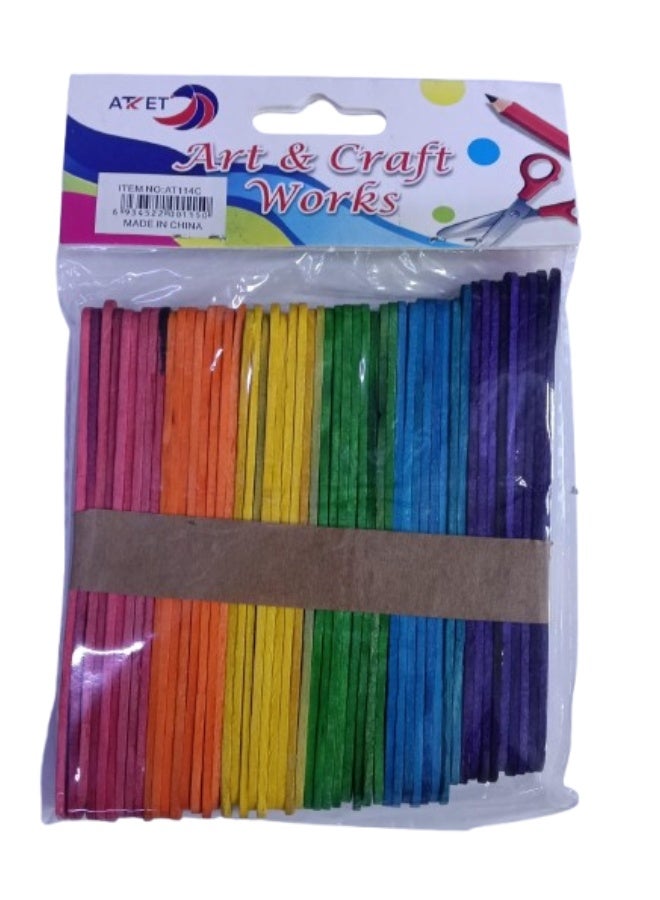 أعواد آيس كريم خشبية ملونة متنوعة، عبوة من 50 قطعة
