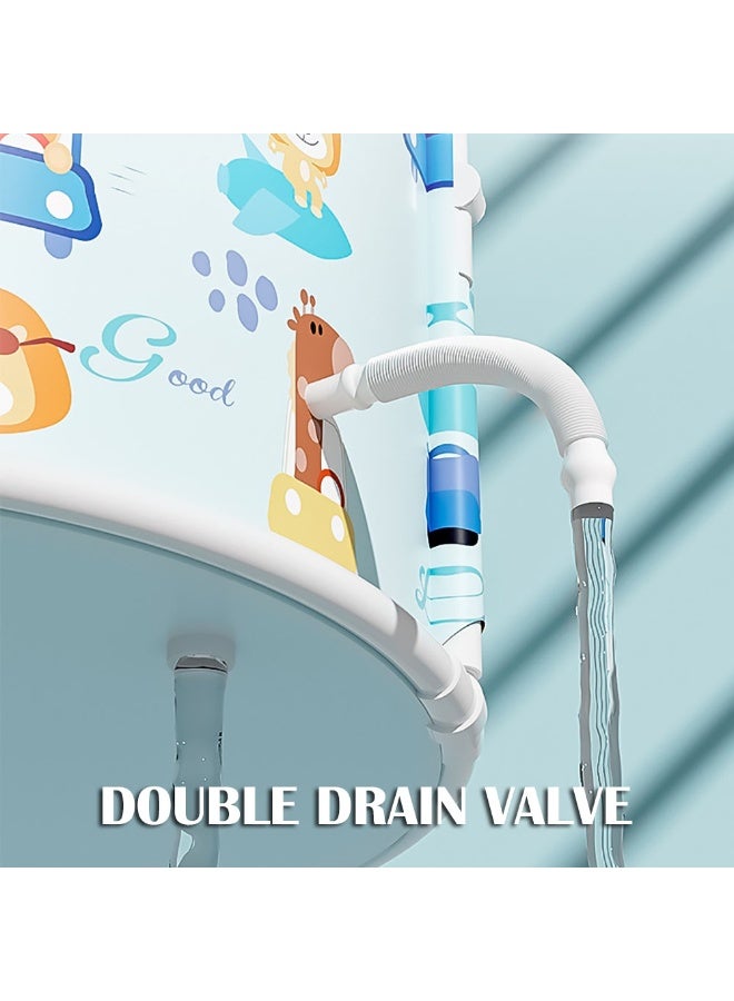 Foldable Portable PVC Bathtub for Camping, Home Spa, Hot and Ice Bath, Soaking - Large Thickened Deepened Freestanding Tub for Baby, Kids, Adults (Blue) - Image 5