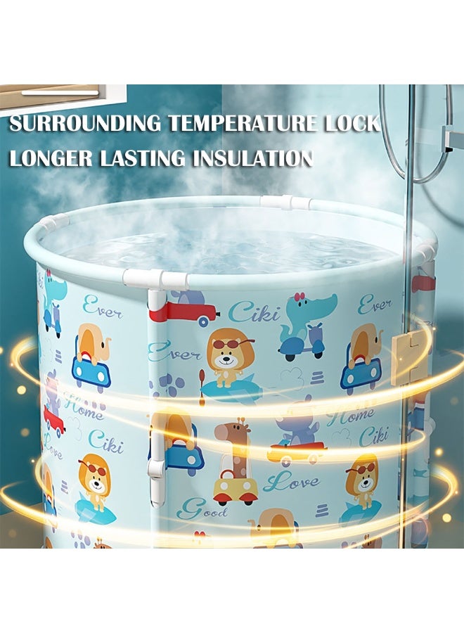 Foldable Portable PVC Bathtub for Camping, Home Spa, Hot and Ice Bath, Soaking - Large Thickened Deepened Freestanding Tub for Baby, Kids, Adults (Blue) - Image 4