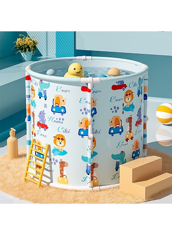 Foldable Portable PVC Bathtub for Camping, Home Spa, Hot and Ice Bath, Soaking - Large Thickened Deepened Freestanding Tub for Baby, Kids, Adults (Blue) - Image 1