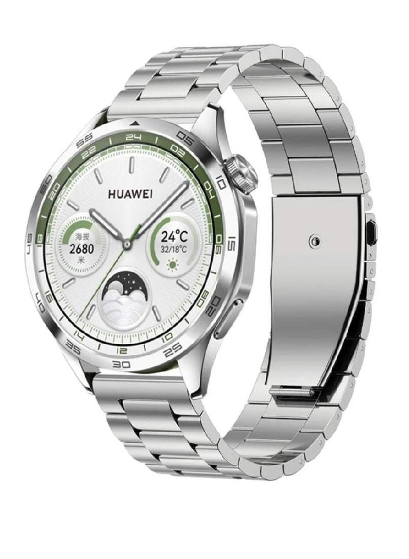 GENNEXT Replacement Stainless Steel Band Compatible With Huawei Watch GT 4 46mm Silver - Image 1
