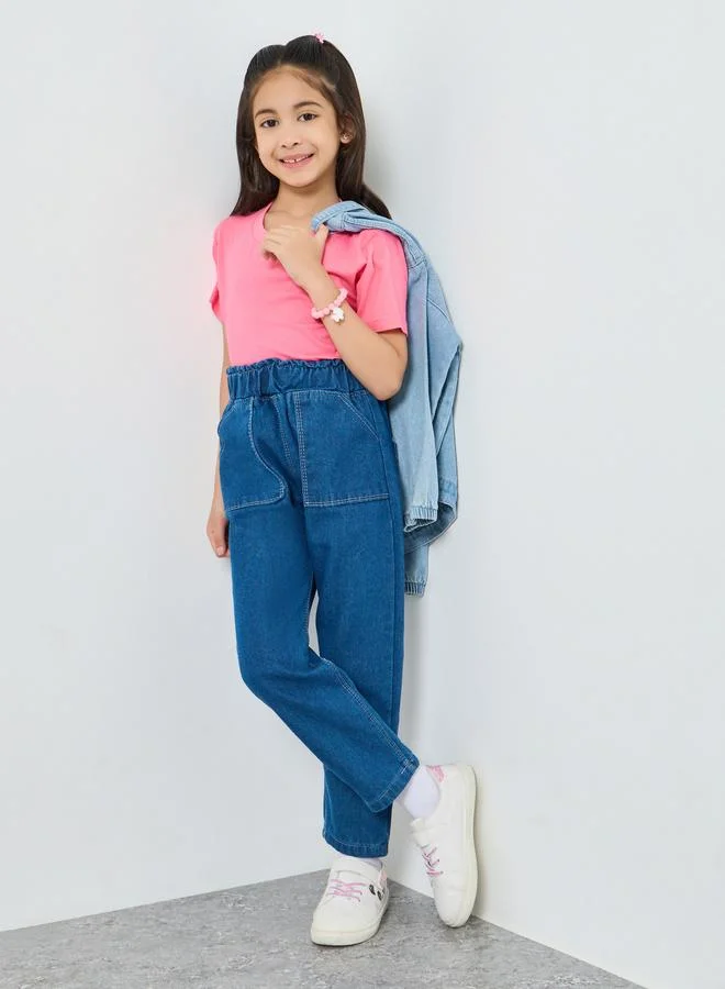 Styli Girls Regular Fit Washed Jeans with Pockets