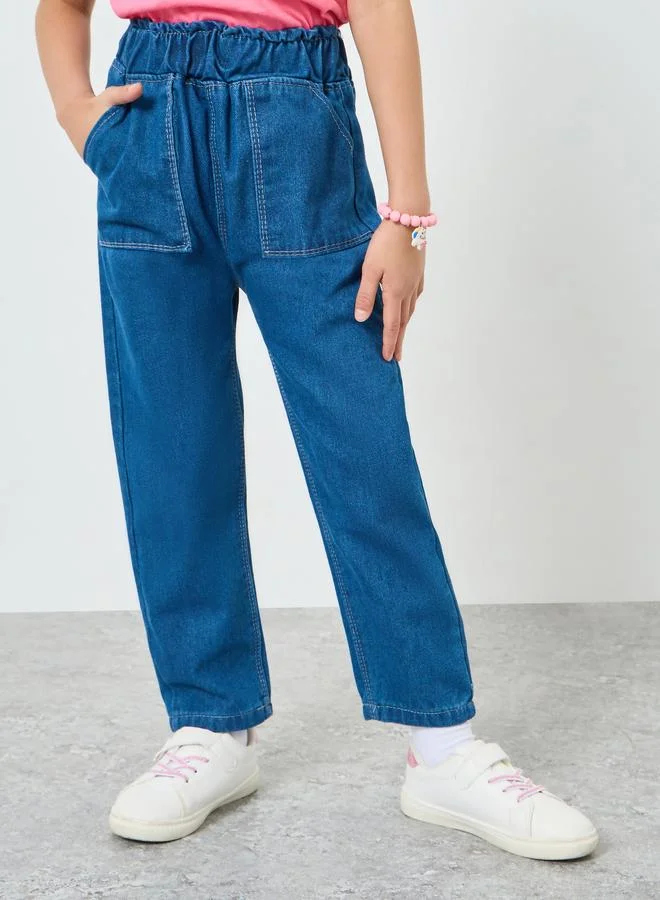 Styli Girls Regular Fit Washed Jeans with Pockets