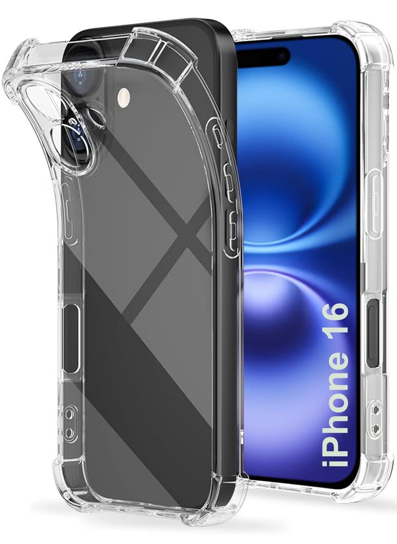 Generic Case Cover For iPhone 16 - Ultra Clear Flexible Shockproof Silicone Back Cover With Raised Edge Bumps Protection - Clear  - Image 1