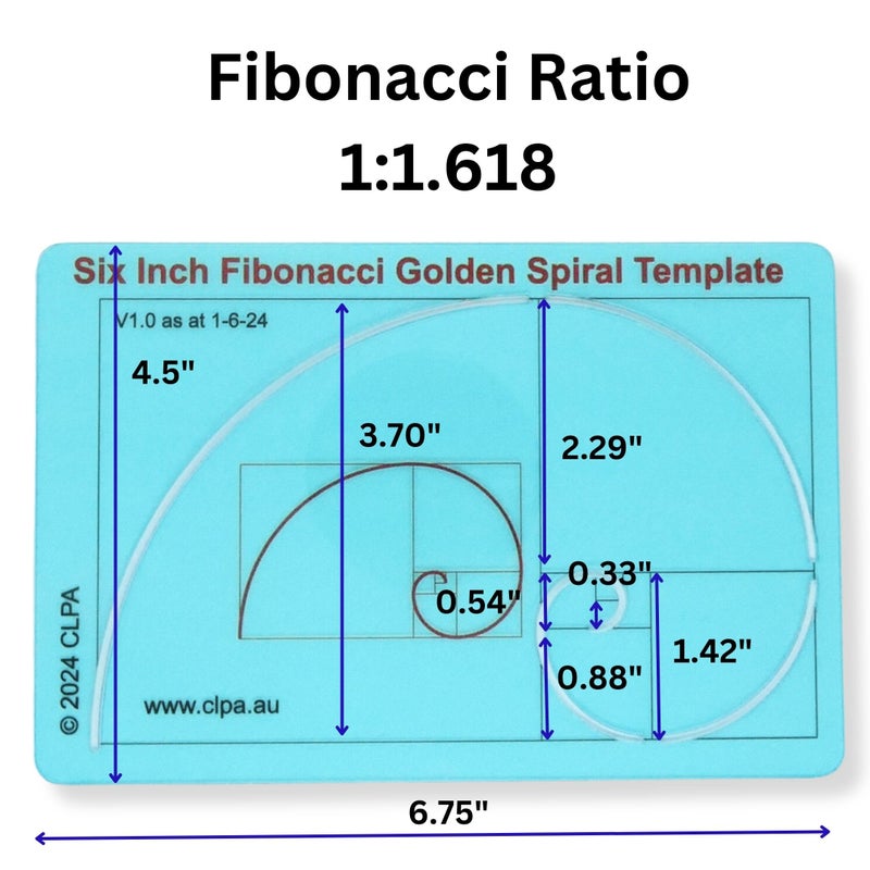 CLPA 6" Fibonacci Spiral Stencil Template â€” Golden Ratio Tool for Drawing | Fibonacci Template | Geometric Stencil for Art, Drafting and Quilting | Clear PETG | Made in Australia - Image 3