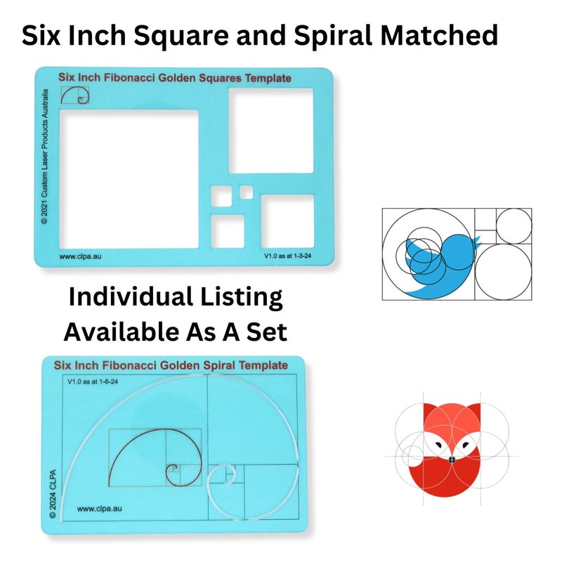 CLPA 6" Fibonacci Spiral Stencil Template â€” Golden Ratio Tool for Drawing | Fibonacci Template | Geometric Stencil for Art, Drafting and Quilting | Clear PETG | Made in Australia - Image 5