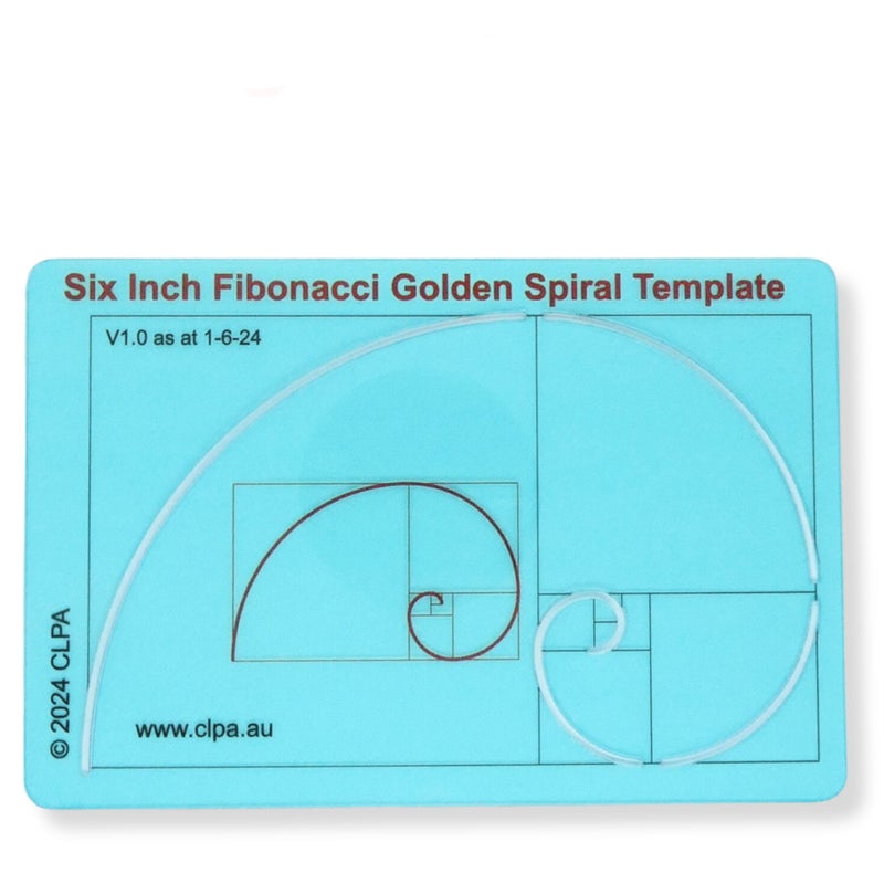 CLPA 6" Fibonacci Spiral Stencil Template â€” Golden Ratio Tool for Drawing | Fibonacci Template | Geometric Stencil for Art, Drafting and Quilting | Clear PETG | Made in Australia - Image 1