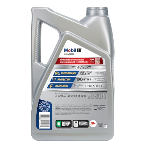 Mobil 1 High Mileage Full Synthetic Motor Oil 10W-30, 5 Quart - Image 3
