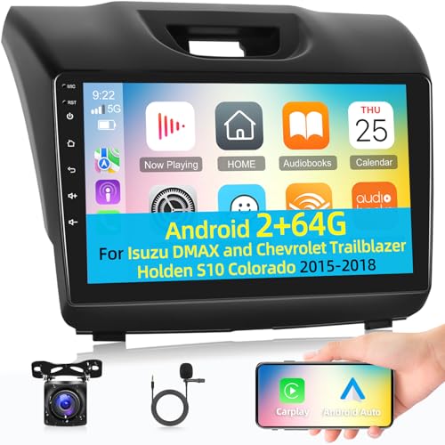NHOPEEW [2+64G] Android Car Radio for Isuzu DMAX and Chevrolet Trailblazer Holden S10 Colorado 2015-2018 - Wireless Carplay and Android Auto - 9 Inch Touchscreen Car Stereo with WiFi/GPS + AHD Backup Camera - Image 1