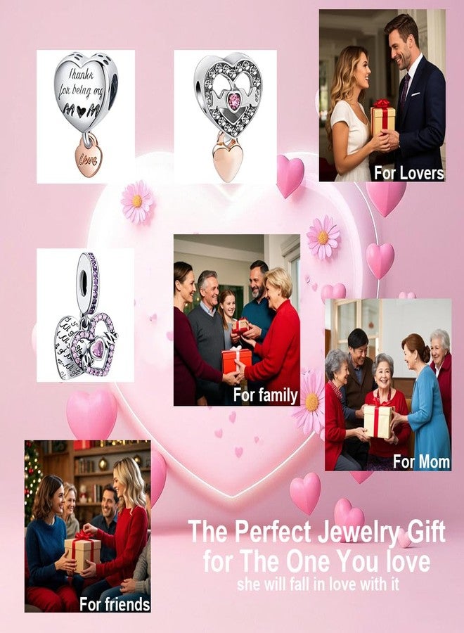 Acrobious 9PCS European Charms Beads Pendant For Pandora Bracelet, Charms for DIY Bracelets Necklace Jewellery Gift for Birthday Valentine's Day Party Christmas Mother's Day MOM Heart Love, Large, Alloy Steel - Image 5