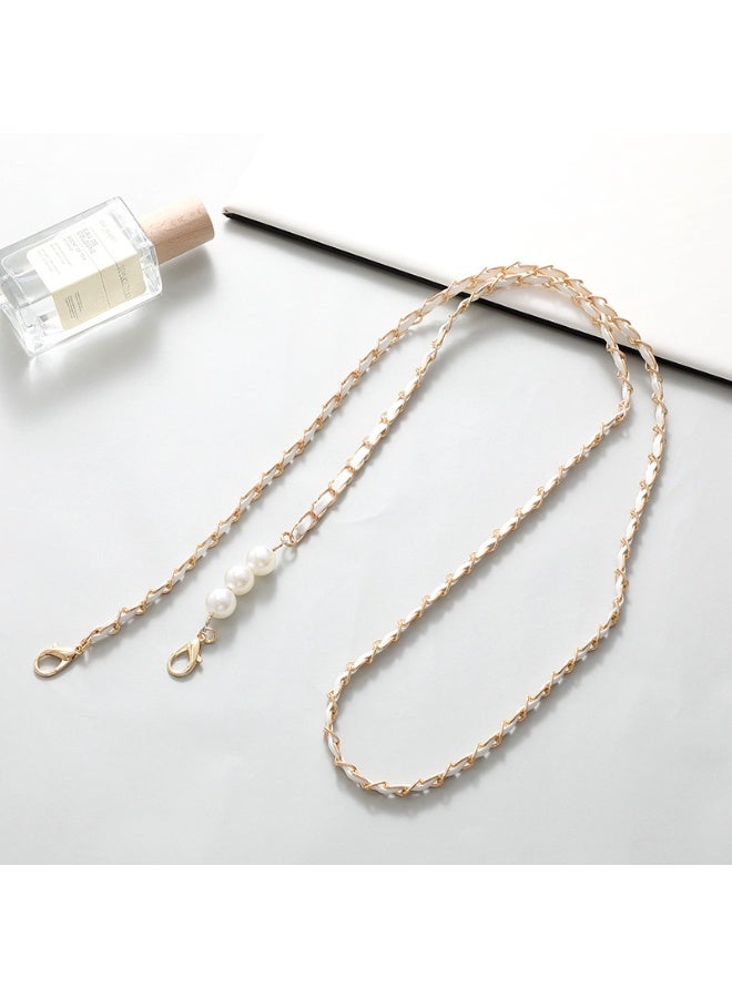 NIBEMINENT Phone Charm/ Chain Strap for Women Girls, Pearl In Leather Cell Phone Case Lanyard Wrist Strap