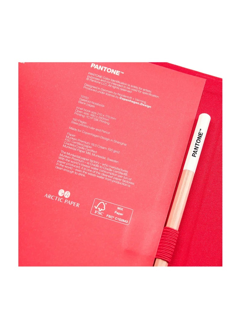 Pantone Premium Notebook with Pencil – Perfect for Notes & Ideas – Red