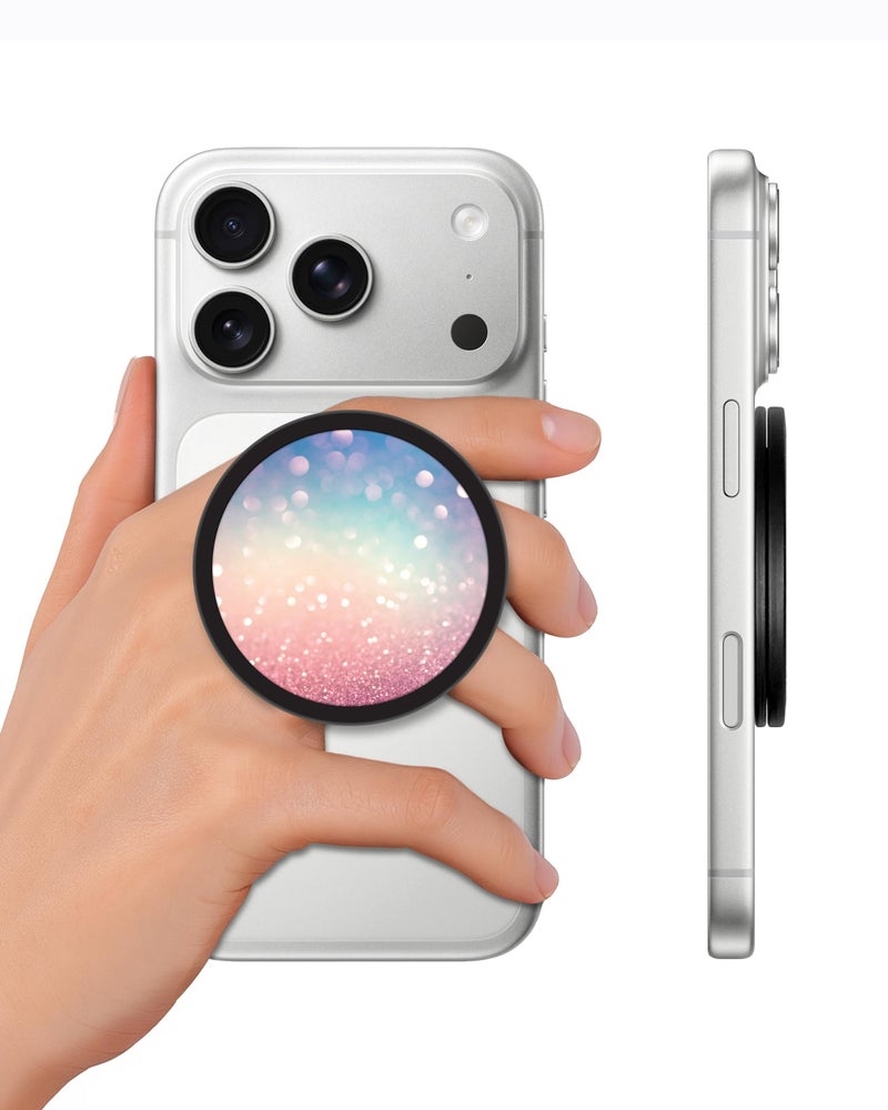 Upcommon SnapPuck Grip Stand, Compatible with MagSafe, Ultra Slim Collapsible Phone Holder, Kickstand, Magnetic Snap Close (Glitter Gradient) - Image 1