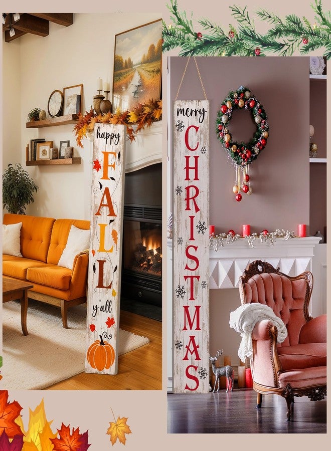 Memorywuu Fall Porch Sign 47" Outdoor Football Winter Halloween Boo Farmhouse Welcome Sign Vertical Wooden Holiday Front Porch Decor for Thanksgiving Yard Home Hanging Garden Decor(Classic) - Image 4