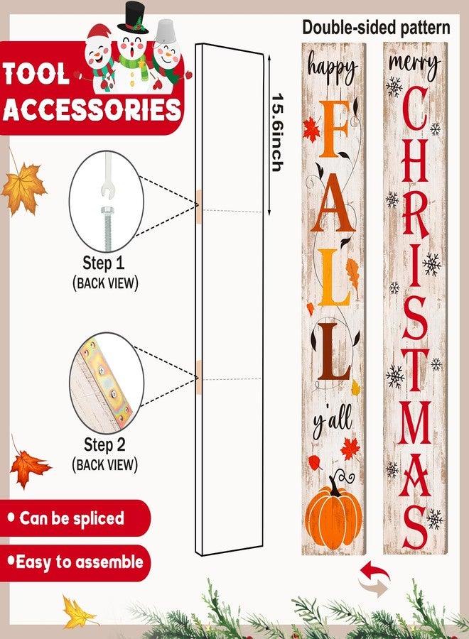 Memorywuu Fall Porch Sign 47" Outdoor Football Winter Halloween Boo Farmhouse Welcome Sign Vertical Wooden Holiday Front Porch Decor for Thanksgiving Yard Home Hanging Garden Decor(Classic) - Image 5