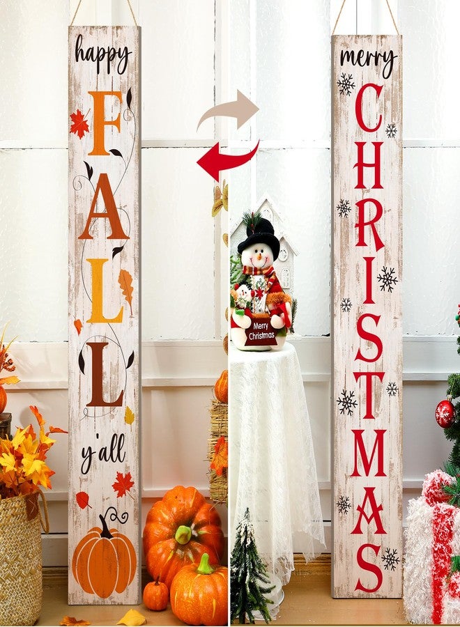 Memorywuu Fall Porch Sign 47" Outdoor Football Winter Halloween Boo Farmhouse Welcome Sign Vertical Wooden Holiday Front Porch Decor for Thanksgiving Yard Home Hanging Garden Decor(Classic) - Image 2