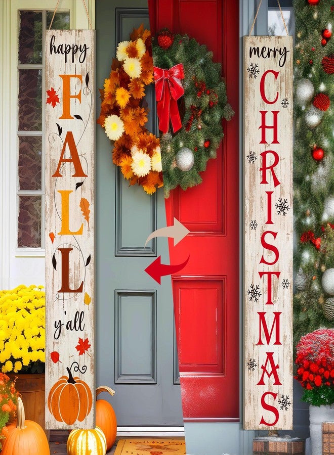 Memorywuu Fall Porch Sign 47" Outdoor Football Winter Halloween Boo Farmhouse Welcome Sign Vertical Wooden Holiday Front Porch Decor for Thanksgiving Yard Home Hanging Garden Decor(Classic) - Image 1