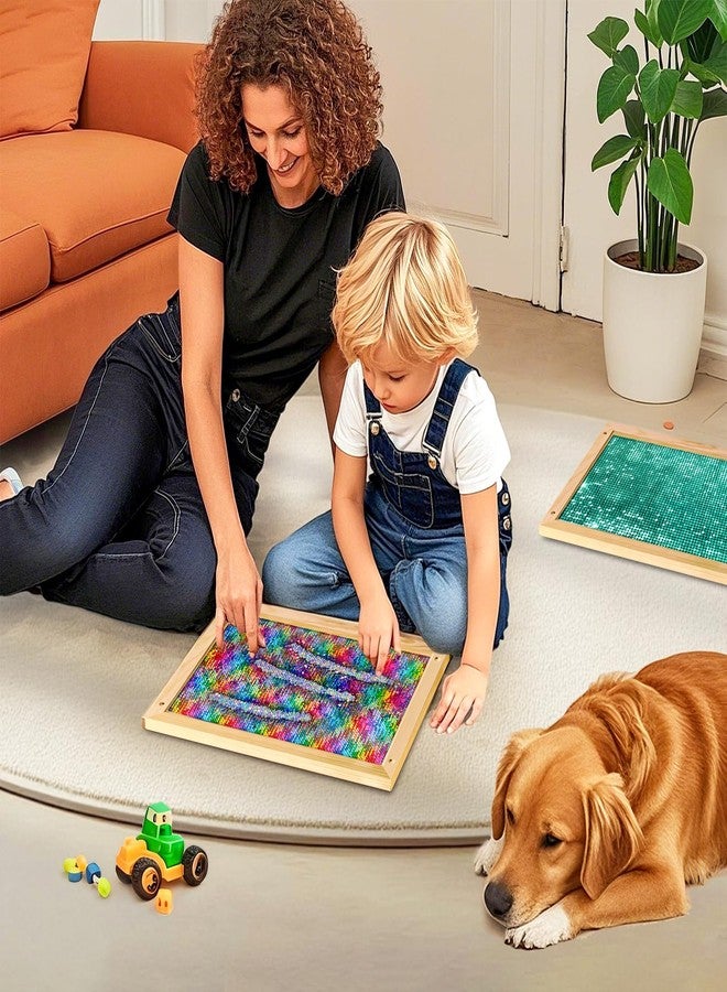 Wibeelee 3 Pcs Flip Sequin Fabric Wood Frame Wall Panel, Sensory Toy Reversible Sequin Flip Fabric Mat with Wood Frame, Interactive Sensory Board for Play & Learning, Wall Hangings Decoration, - Image 4