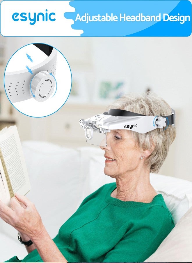 eSynic Comfort-Fit Head Magnifier with LED Light 1.5X-13X Magnification Ergonomic Headband MagnifyingGlasses with 5 Interchangeable Lenses + Storage Case for Reading/Jewelry/Crafts - Image 5