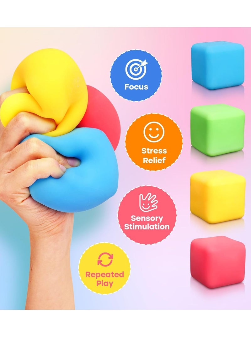 general Stress Cube Fidget Toys for Kids,4 Pack Squeeze Stress Balls Stress Relief Toys for Anxiety - Squishy Balls Sensory Fidget Toys for Kids Adults Autism in Classroom Office Party - Image 3