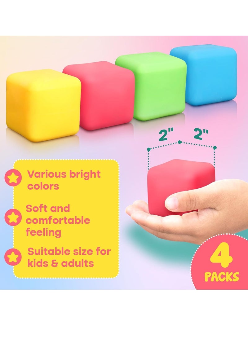 general Stress Cube Fidget Toys for Kids,4 Pack Squeeze Stress Balls Stress Relief Toys for Anxiety - Squishy Balls Sensory Fidget Toys for Kids Adults Autism in Classroom Office Party - Image 4