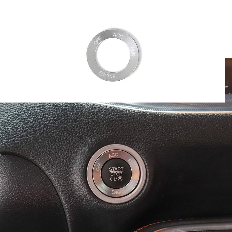 Keptrim for Challenger Charger Engine Start Stop Trim for 2010-2021 Dodge Challenger Charger, Silver Aluminum Alloy 1pc