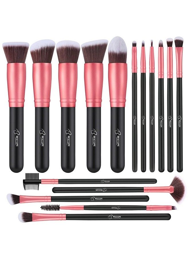 BESTOPE PRO Makeup Brushes Makeup Brush Set 16 Pcs Bestope Pro Premium Synthetic Foundation Concealers Eye Shadows Make Up Brusheyeliner Brushes(Rosegold) - Image 2