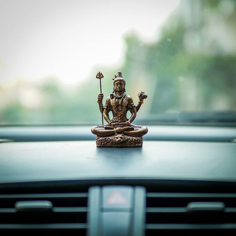 Natali Traders Shiv Ji Murti for Car Dashboard Idols Cold Brass Bronze for Home Dcor Puja RoomPadmasana Sitting MahadevBholenath Statue Divine Spiritual Gift - Image 2