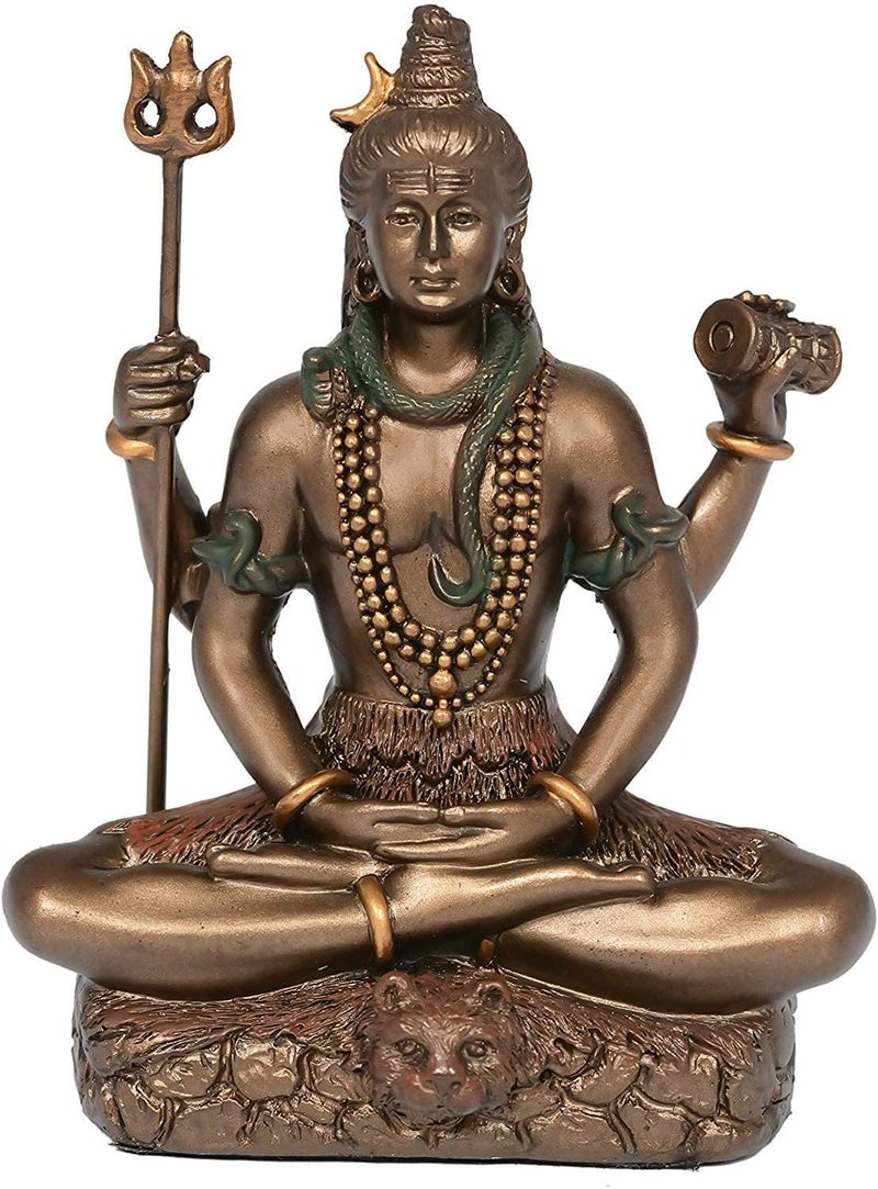 Natali Traders Shiv Ji Murti for Car Dashboard Idols Cold Brass Bronze for Home Dcor Puja RoomPadmasana Sitting MahadevBholenath Statue Divine Spiritual Gift - Image 1