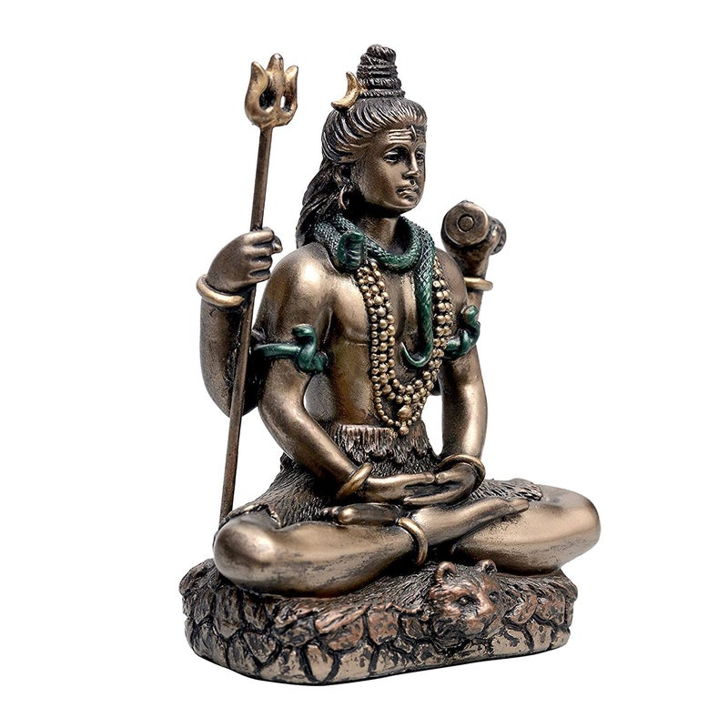 Natali Traders Shiv Ji Murti for Car Dashboard Idols Cold Brass Bronze for Home Dcor Puja RoomPadmasana Sitting MahadevBholenath Statue Divine Spiritual Gift - Image 5