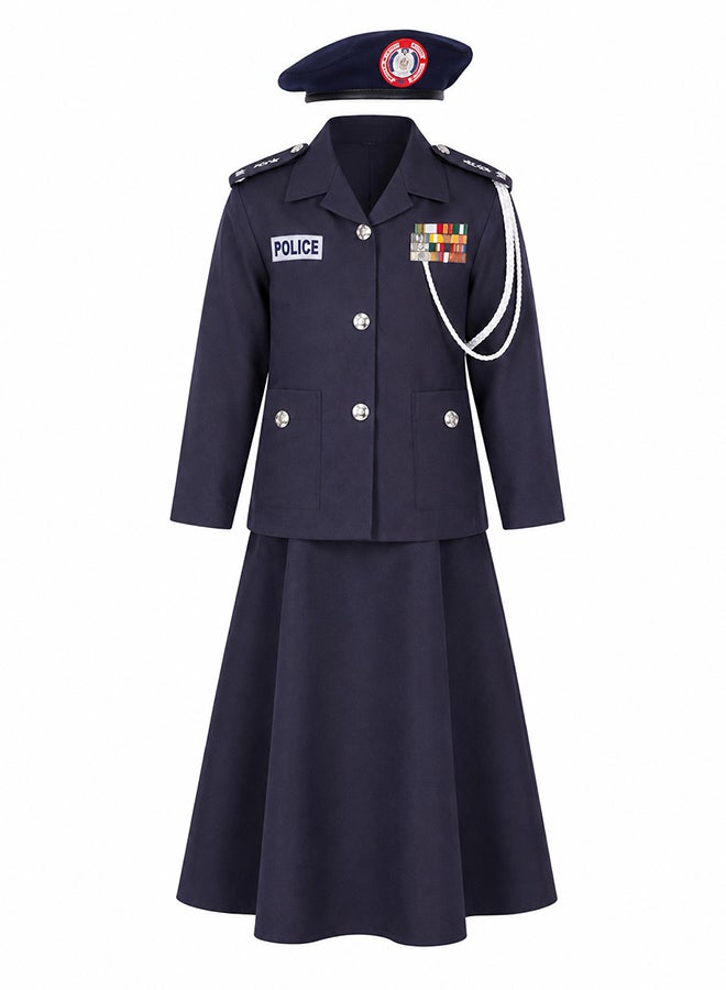 Toy Land Kids Police Officer Costume Set for Girls – Navy Blue Uniform Dress with Hat Fancy Dress Role Play Outfit for girls of age 2 to 3 years - Image 1