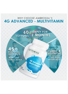 Ambrosial 4G Advanced Multivitamin for Men| High Strength Multivitamins for women| 45 Essential Active Vitamins & Minerals| Added Extracts of Ginseng, Green Tea, Grape Seed, Ginkgo Biloba|60 Softgels - pzsku/Z4C3BF36359E8F0ED25F5Z/45/_/1718188548/ac06dda6-c709-433a-9de0-2d77cb475791