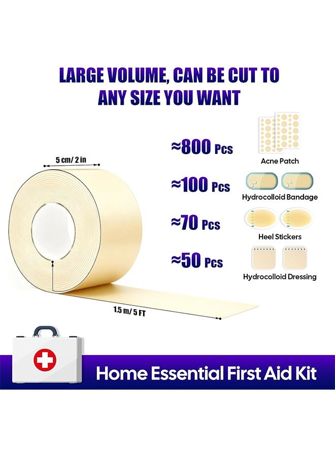 GD Medical‑Grade Hydrocolloid Dressing Roll Large Cut‑to‑Size Hydrocolloid Bandage Roll for Wound Care - Breathable Absorbent Wound Care Dressing for Blister Prevention, Blemish Cover, Home First‑Aid Daily Skin Protection (5cm*1.5m) - Image 2
