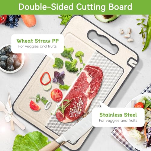 Clefairy Stainless Steel Chopping Board, Double-Sided Chopping Board, Stainless Steel Cutting Board, Robust, Scratch-Resistant Mesh Design, Separate Treatment of Vegetables and Meat - Image 3