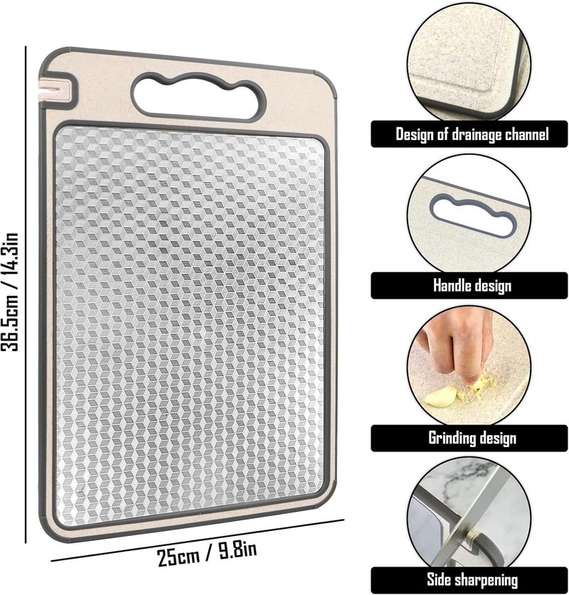 Clefairy Stainless Steel Chopping Board, Double-Sided Chopping Board, Stainless Steel Cutting Board, Robust, Scratch-Resistant Mesh Design, Separate Treatment of Vegetables and Meat - Image 2