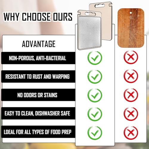 Clefairy Stainless Steel Chopping Board, Double-Sided Chopping Board, Stainless Steel Cutting Board, Robust, Scratch-Resistant Mesh Design, Separate Treatment of Vegetables and Meat - Image 4