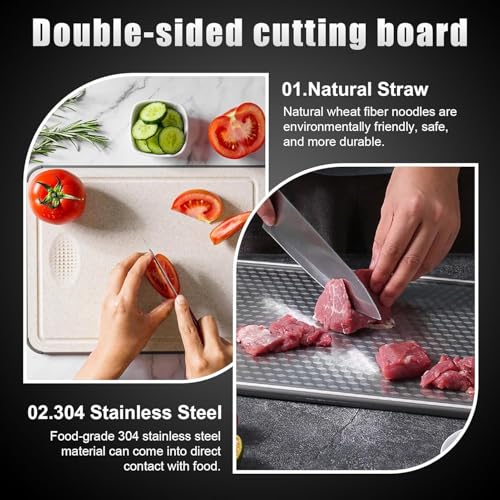 Clefairy Stainless Steel Chopping Board, Double-Sided Chopping Board, Stainless Steel Cutting Board, Robust, Scratch-Resistant Mesh Design, Separate Treatment of Vegetables and Meat - Image 5
