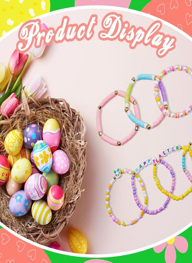 yesaior 48 Pcs Easter Bracelets Bulk for Women Easter Basket Stuffers Egg Fillers Festive Polymer Clay Beaded Bracelets Rabbit Bunny Spring Stretch Jewelry Gifts for Holiday Friend - Image 4