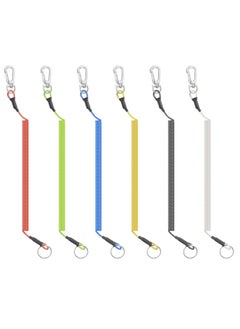 Excefore 6PCS Fishing Lanyard, Keychain Stretchy Retractable Coiled Lanyard Multifunctional For Pliers, Boating, Keys, Hiking Climbing Cycling Fishing  - Image 1