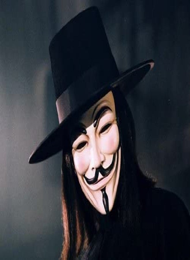 Selibration قناع تنكري مجهول الهوية من فيلم "V for Vendetta" (أبيض) لشخصية جاي فوكس، أو القرصان الإلكتروني، أو الهالوين، أو الأفلام، أو الناشط السياسي، أو الكوسبلاي (عبوة من 5 قطع) - Image 3