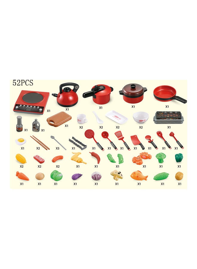 52-Piece Kitchen Toy Pretend Playset 31x18x22.8cm - Image 2