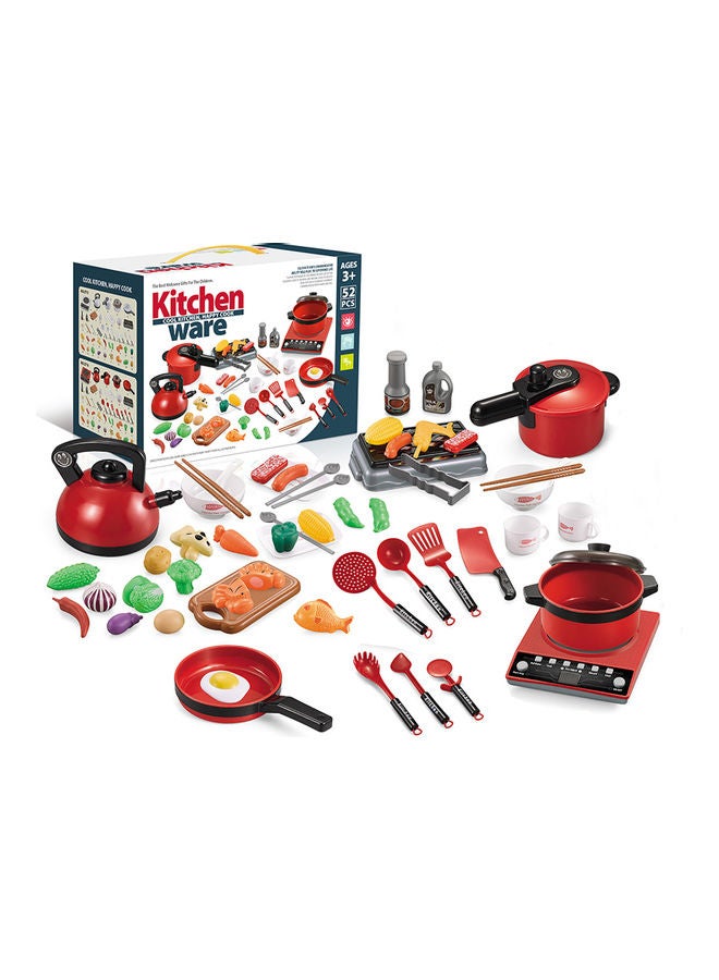 52-Piece Kitchen Toy Pretend Playset 31x18x22.8cm - Image 1